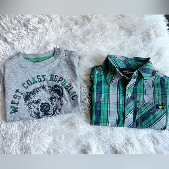 Baby lucky brand bundle tshirt and button down shirt size 12M - Picture 14 of 17